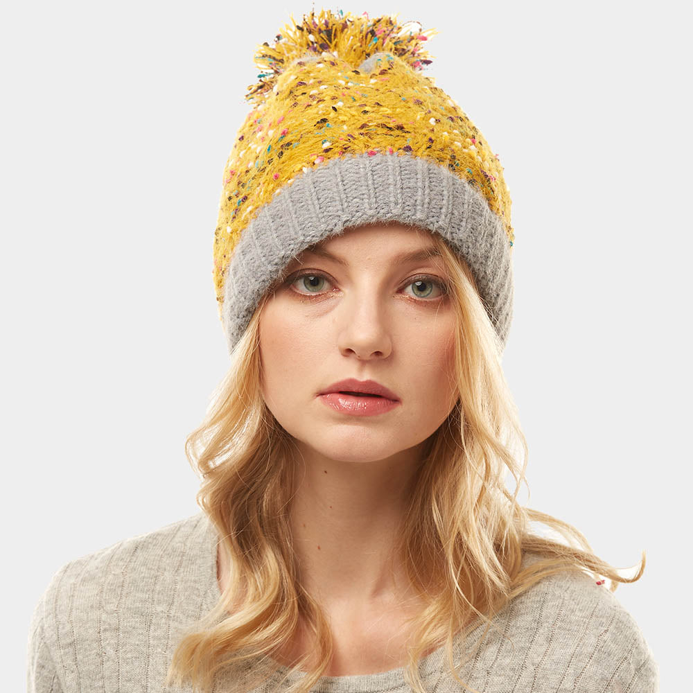 HATEGORY Multi Color Sprinkles Pom Pom Beanie Hat