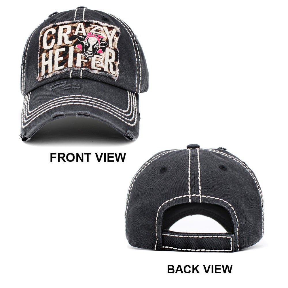 HATEGORY CRAZY HEIFER Message Vintage Baseball Cap