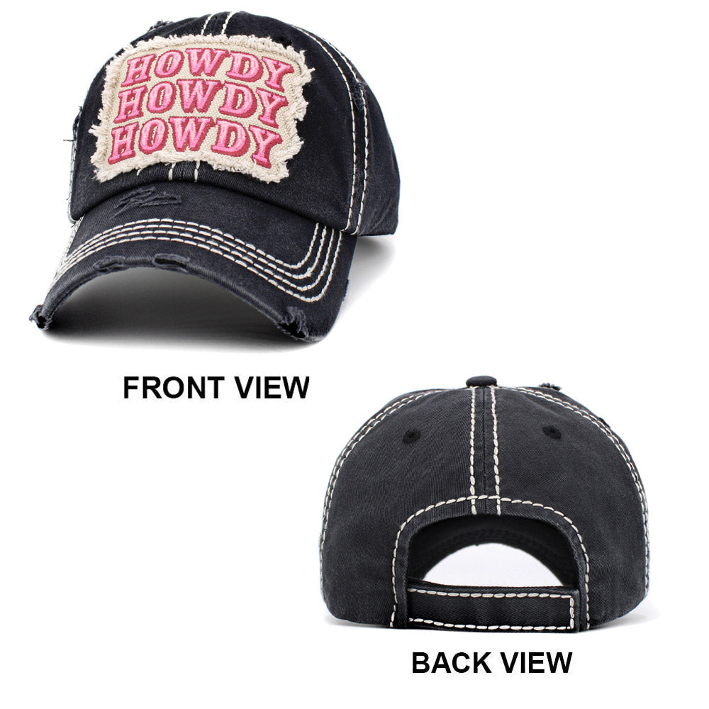 HATEGORY HOWDY Message Camouflage Patterned Vintage Baseball Cap