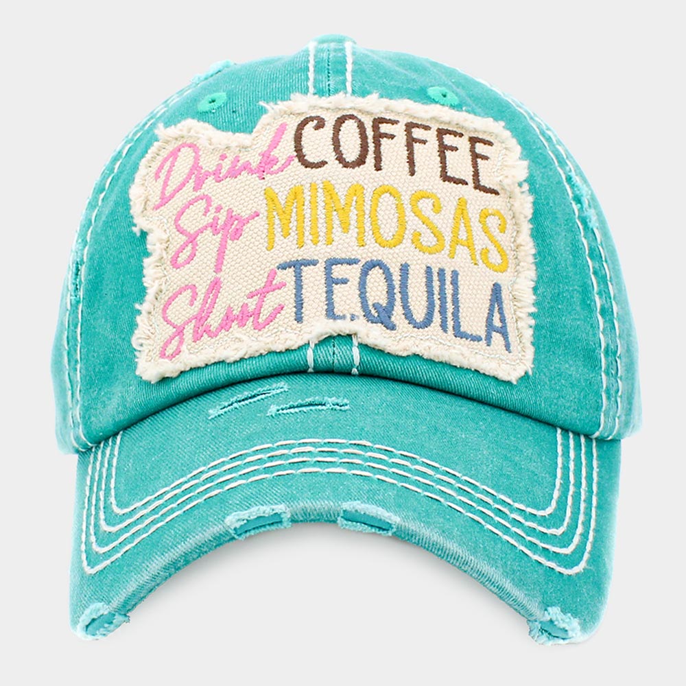 HATEGORY Drink COFFEE Sip MIMOSAS Shoot TEQUILA Message Vintage Baseball Cap