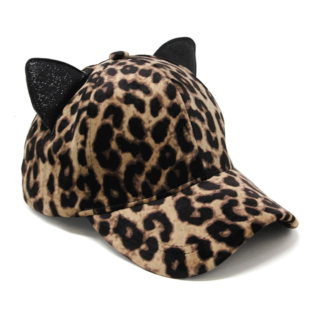 HATEGORY Leopard Print Cat Ear Cap