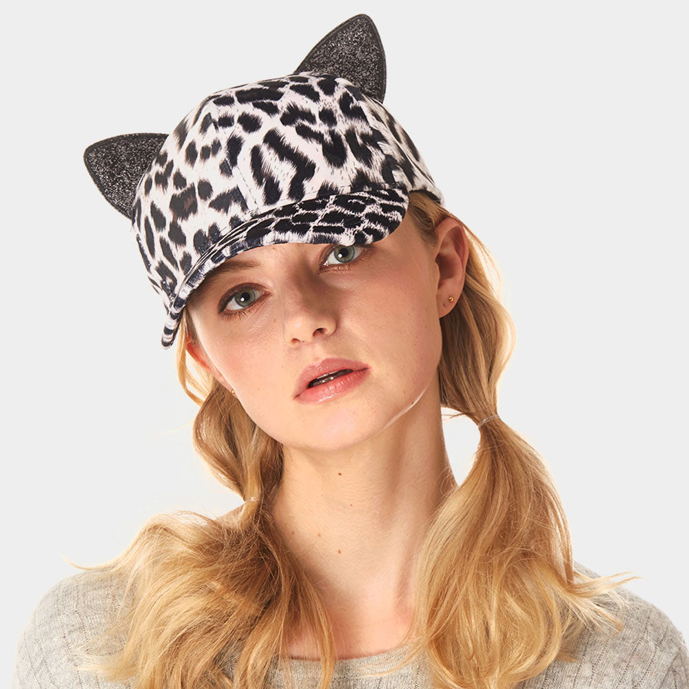 HATEGORY Leopard Print Cat Ear Cap