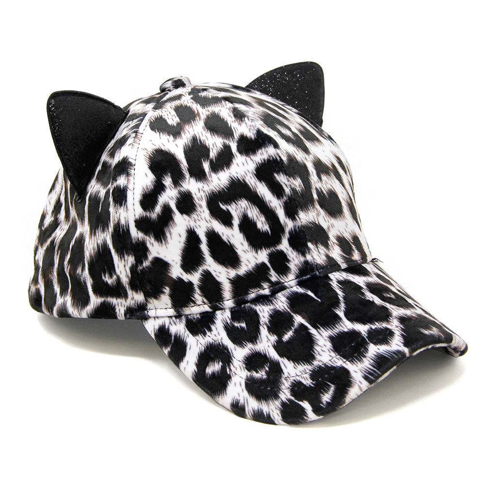 HATEGORY Leopard Print Cat Ear Cap