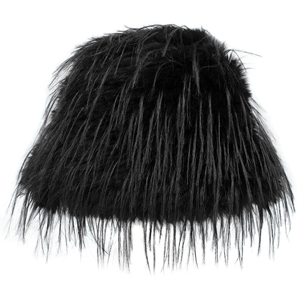 HATEGORY Faux Fur Feather Bucket Hat