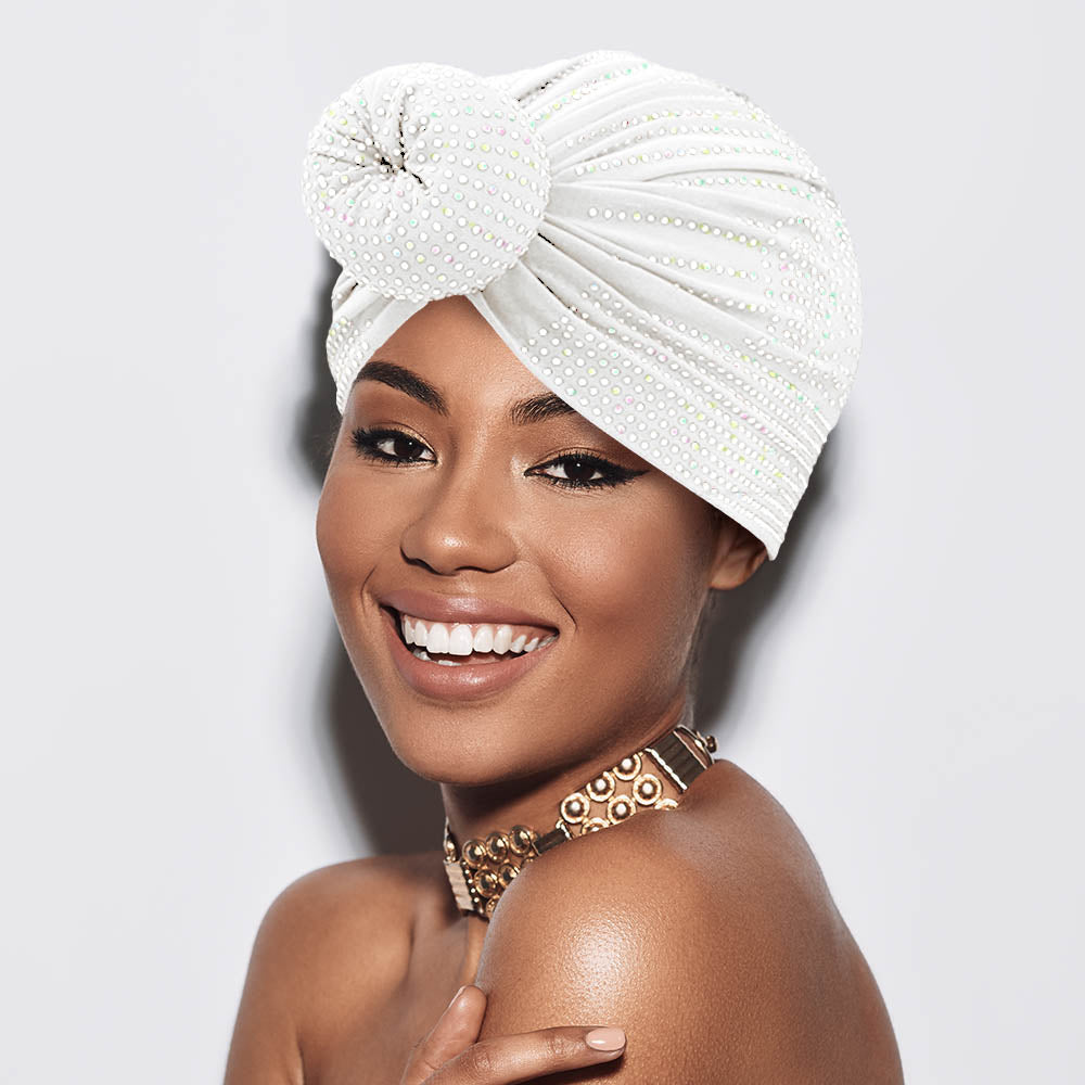 HATEGORY Bling Studded Turban Hat