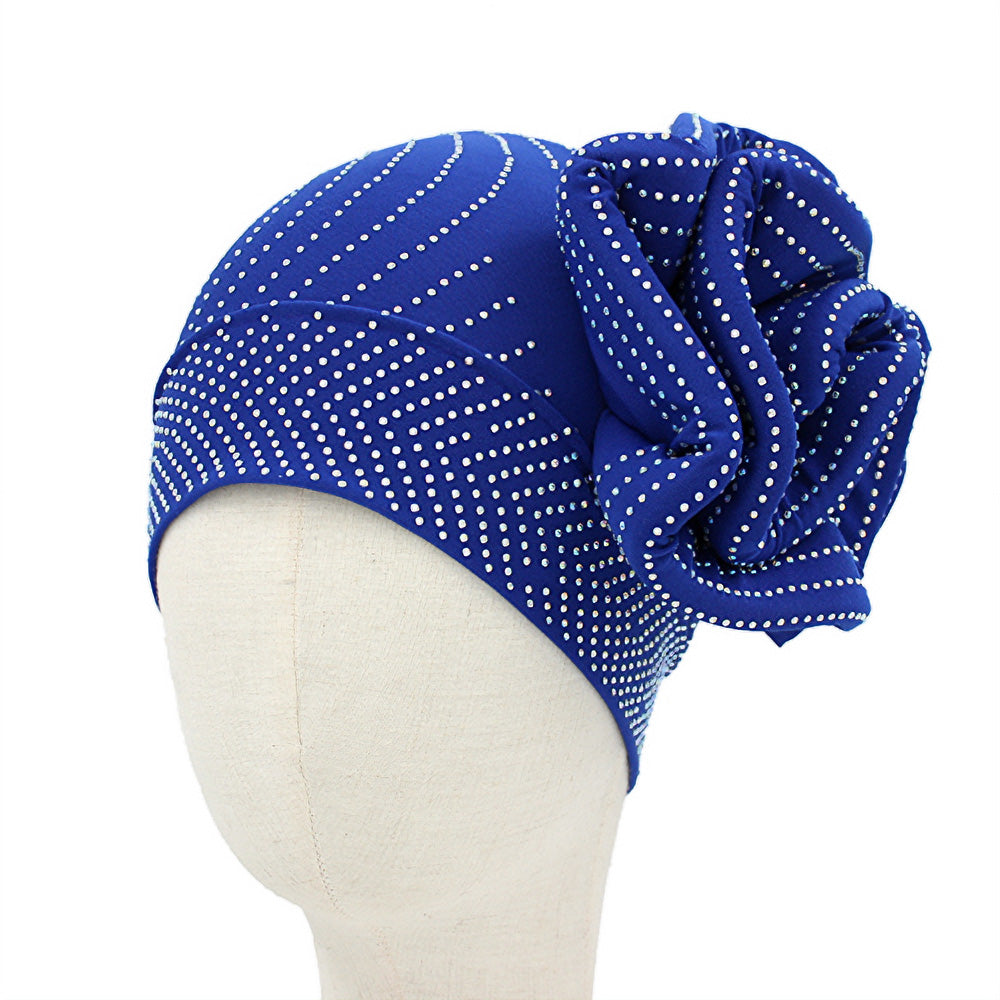 HATEGORY Bling Studded Flower Pointed Turban Hat