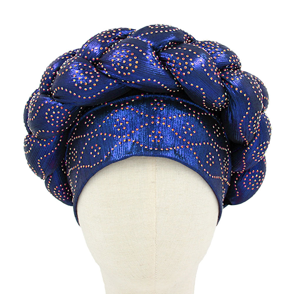 HATEGORY Bling Studded Braided Turban Hat