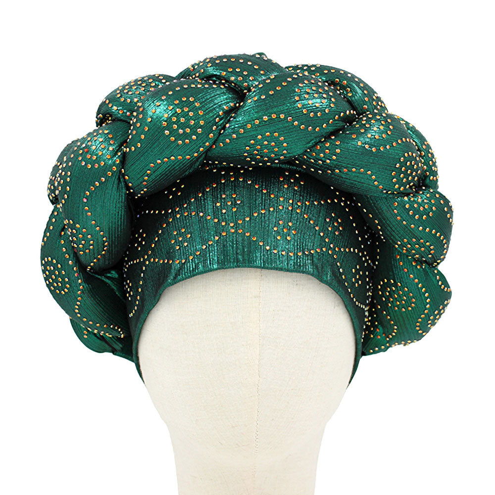 HATEGORY Bling Studded Braided Turban Hat