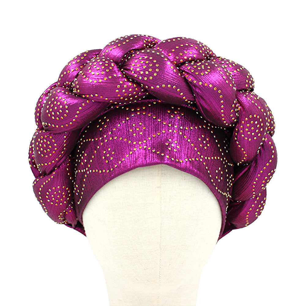HATEGORY Bling Studded Braided Turban Hat