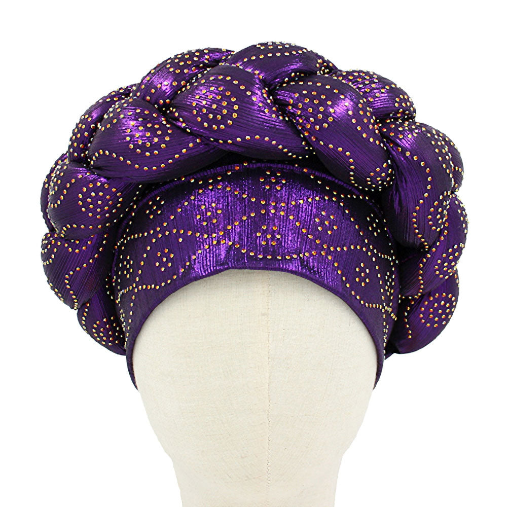 HATEGORY Bling Studded Braided Turban Hat