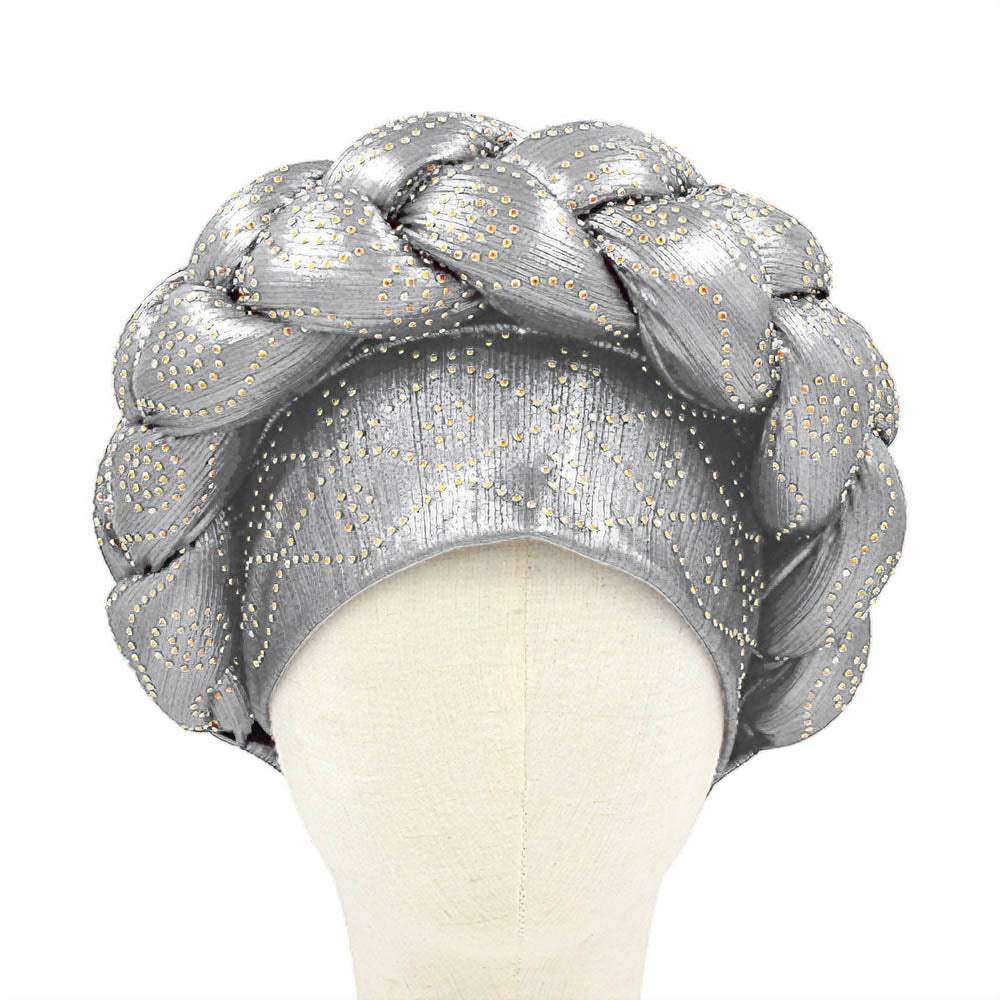 HATEGORY Bling Studded Braided Turban Hat