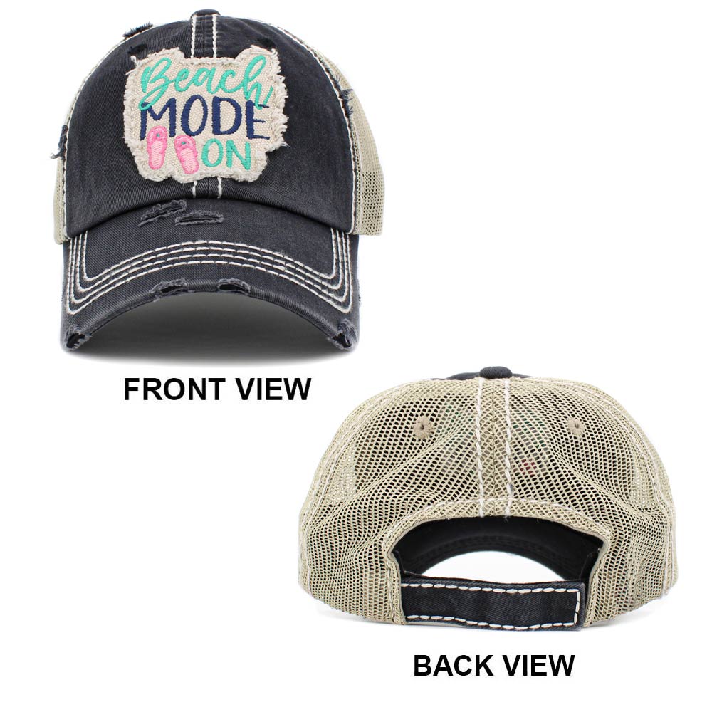 HATEGORY Beach MODE ON Message Mesh Back Vintage Baseball Cap