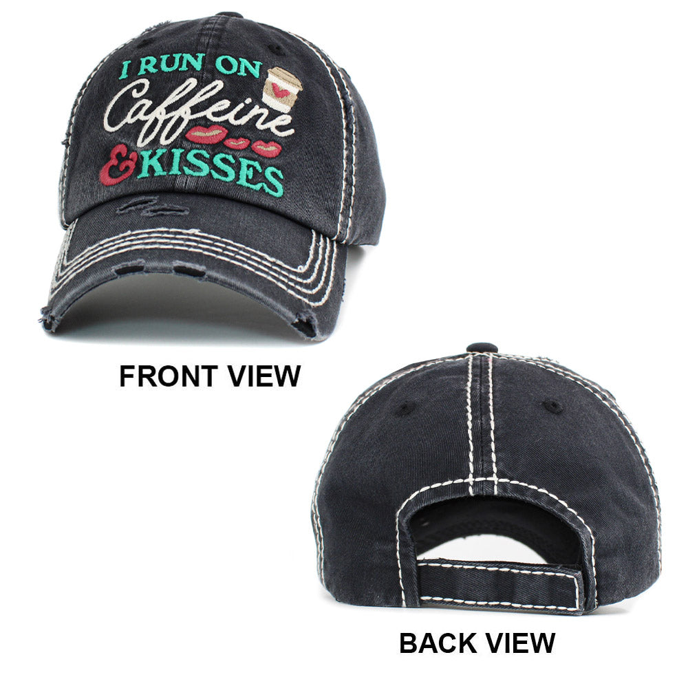 HATEGORY I RUN ON CAFFEINE AND KISSES Vintage Baseball Cap