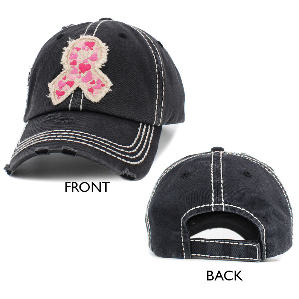 HATEGORY PINK RIBBON Vintage Baseball Cap