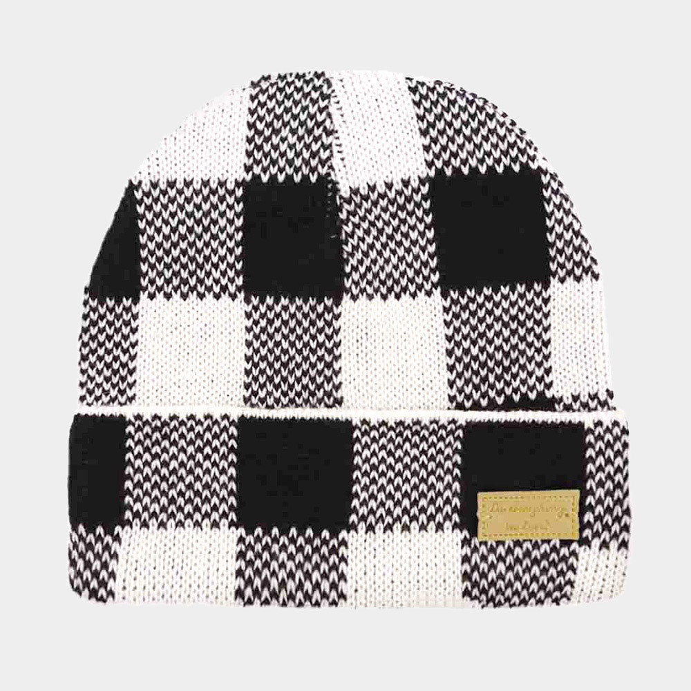 HATEGORY Buffalo Check Rib Beanie Hat