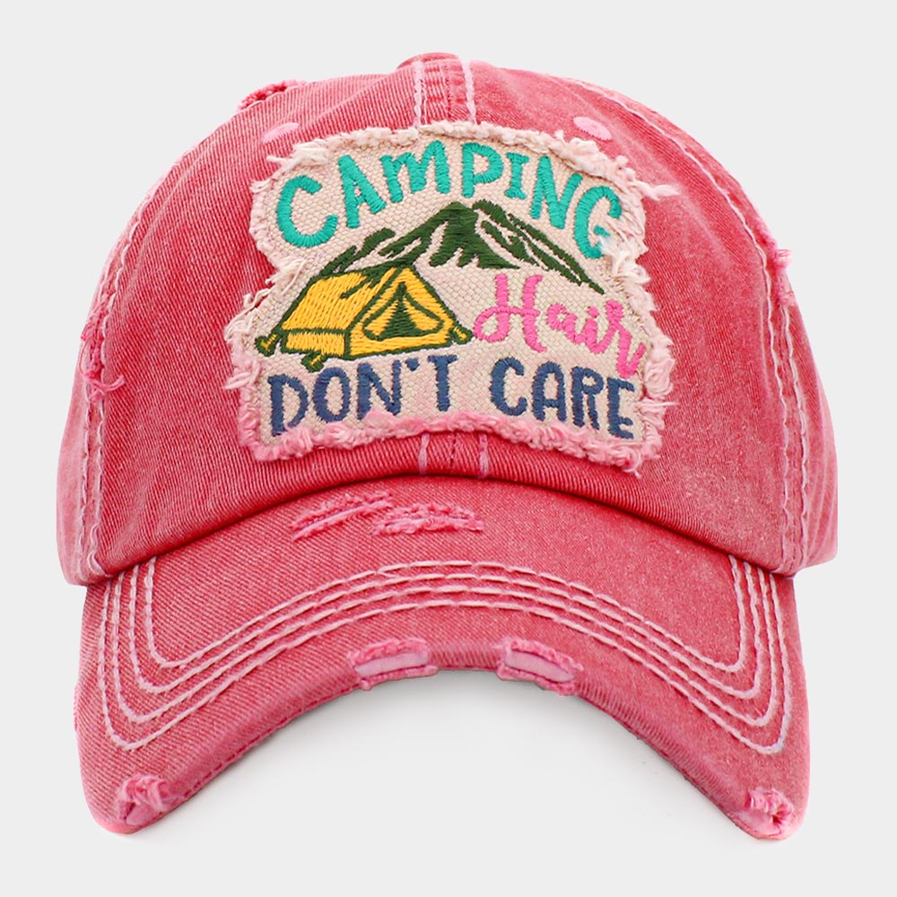 HATEGORY CAMPING HAIR DON'T CARE Vintage Baseball Cap