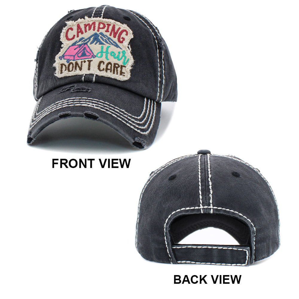 HATEGORY CAMPING HAIR DON'T CARE Vintage Baseball Cap