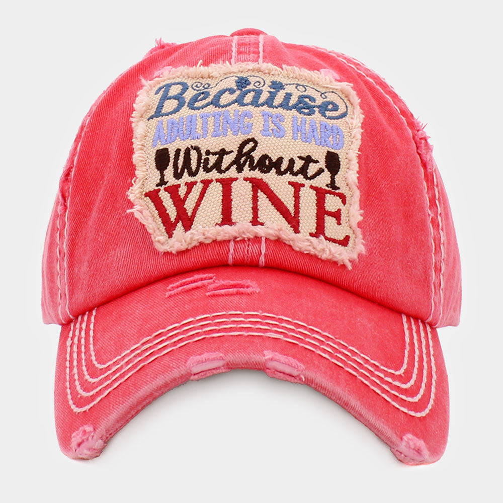 HATEGORY BECAUSE ADULTING IS HARD WITHOUT WINE Vintage Baseball Cap