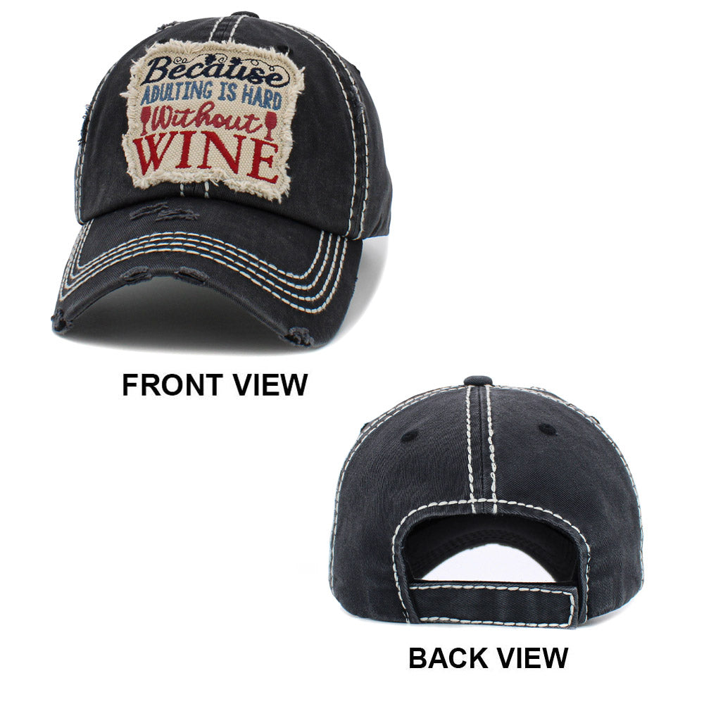 HATEGORY BECAUSE ADULTING IS HARD WITHOUT WINE Vintage Baseball Cap