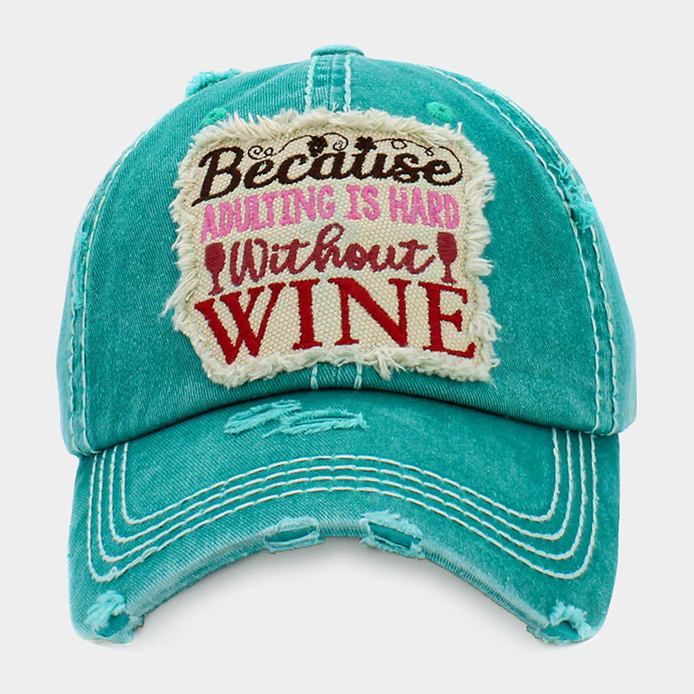 HATEGORY BECAUSE ADULTING IS HARD WITHOUT WINE Vintage Baseball Cap