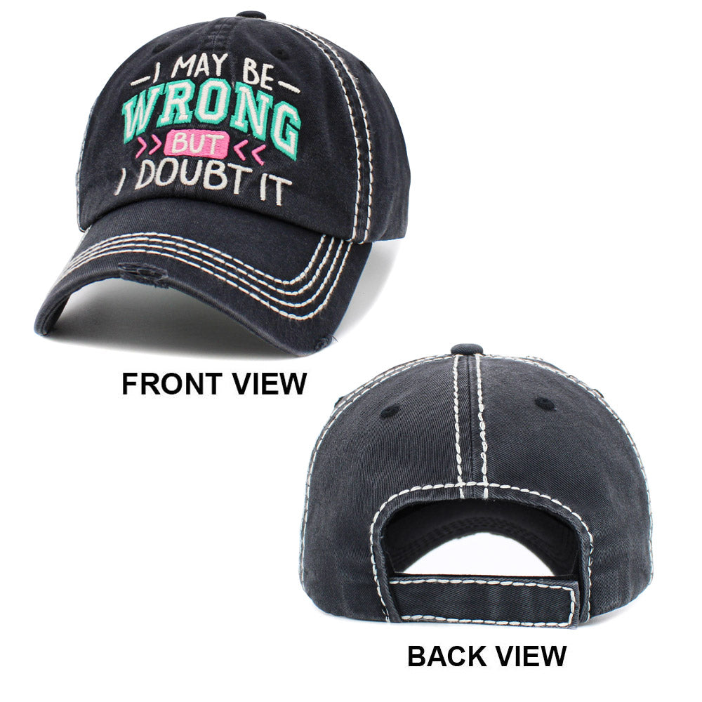 HATEGORY I MAY BE WRONG BUT I DOUBT IT Message Vintage Baseball Cap