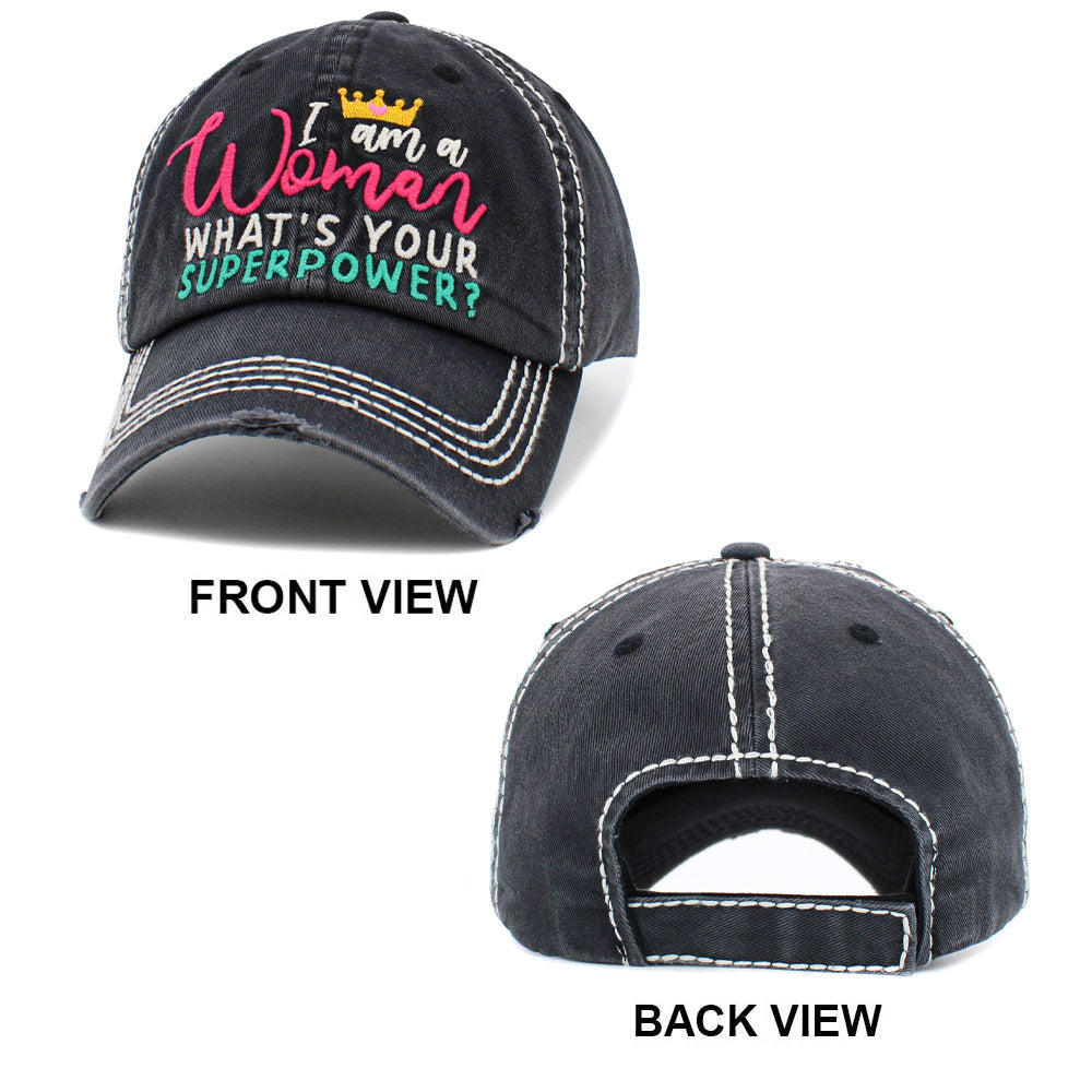 HATEGORY I am a Woman WHAT'S YOUR SUPERPOWER? Message Vintage Baseball Cap