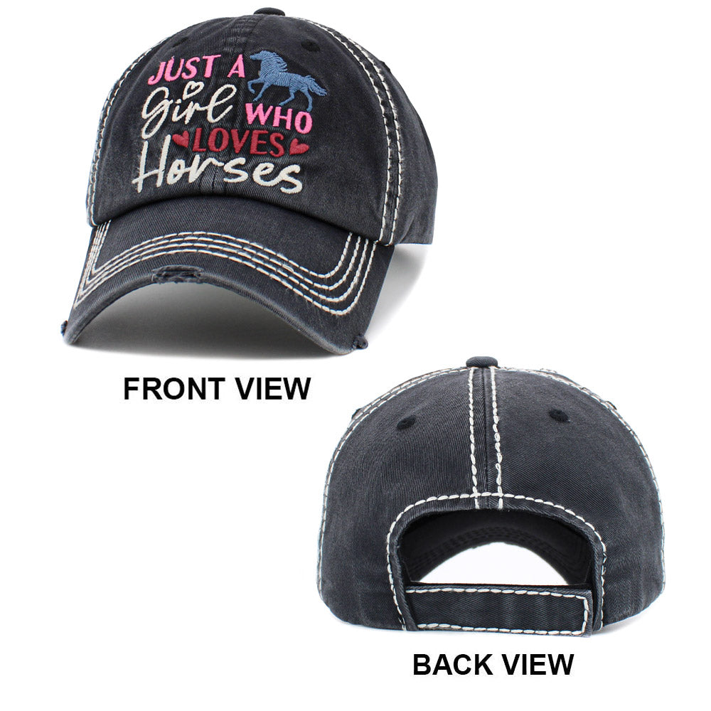 HATEGORY JUST A girl WHO LOVES Horses Message Vintage Baseball Cap