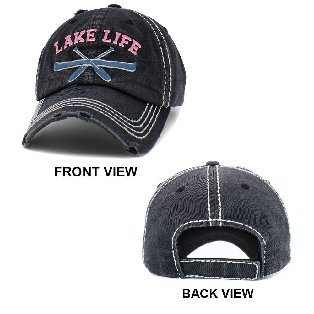 HATEGORY LAKE LIFE Message Vintage Baseball Cap