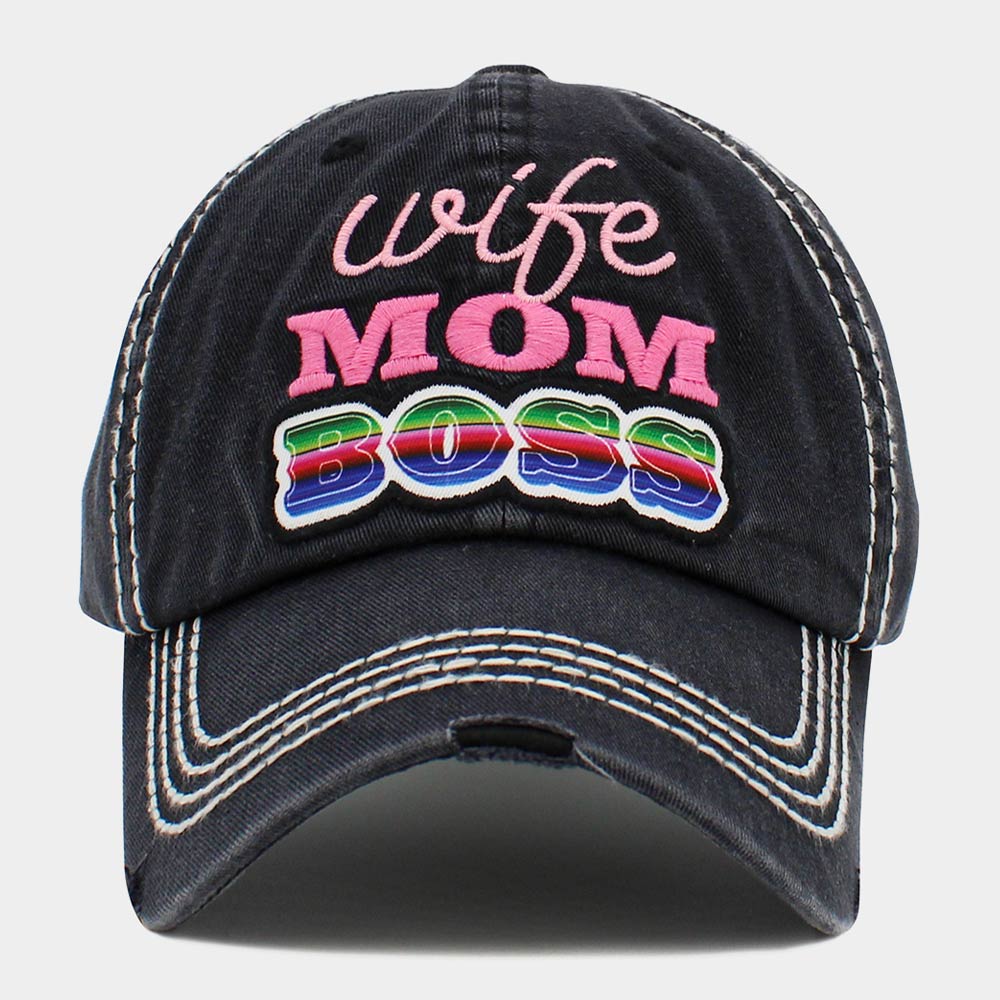 HATEGORY wife MOM BOSS Message Vintage Baseball Cap