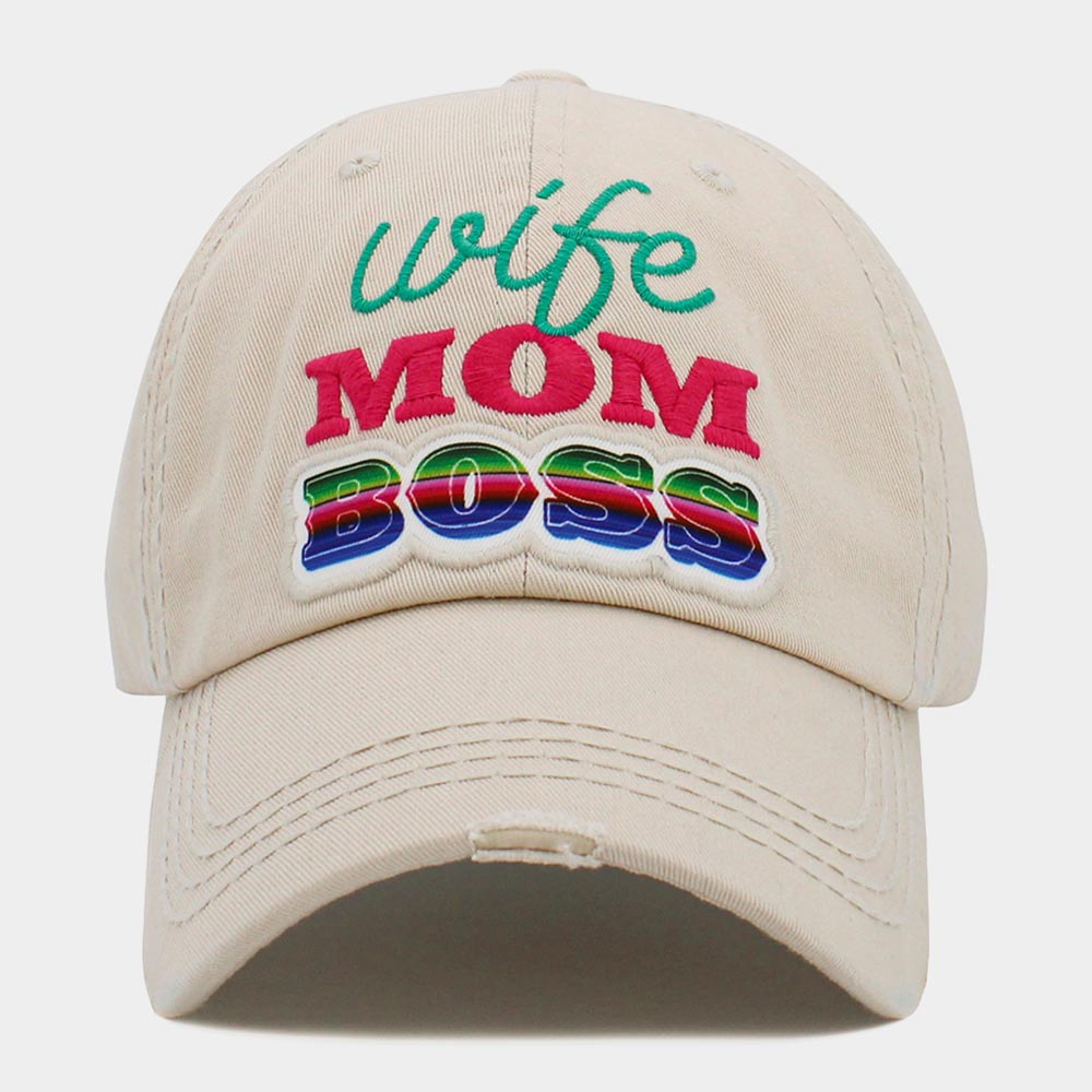 HATEGORY wife MOM BOSS Message Vintage Baseball Cap