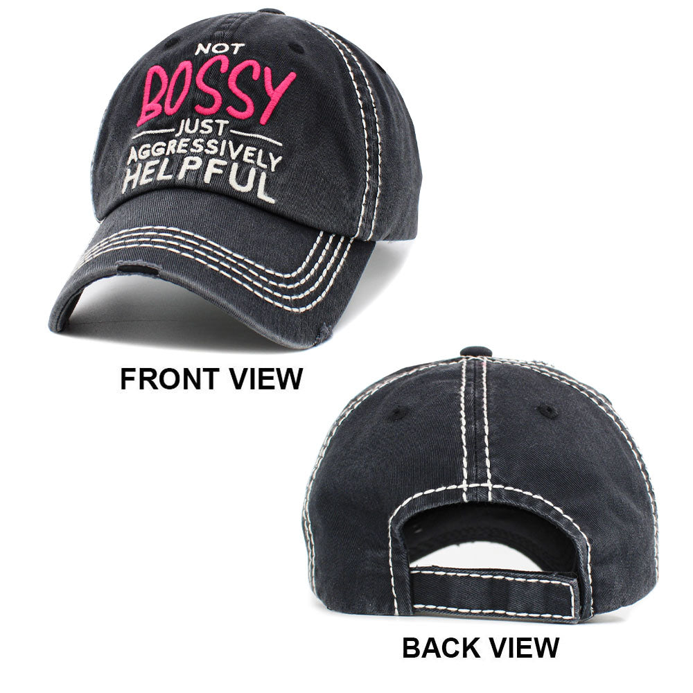 HATEGORY Not Bossy Just Aggressively Helpful Message Vintage Baseball Cap
