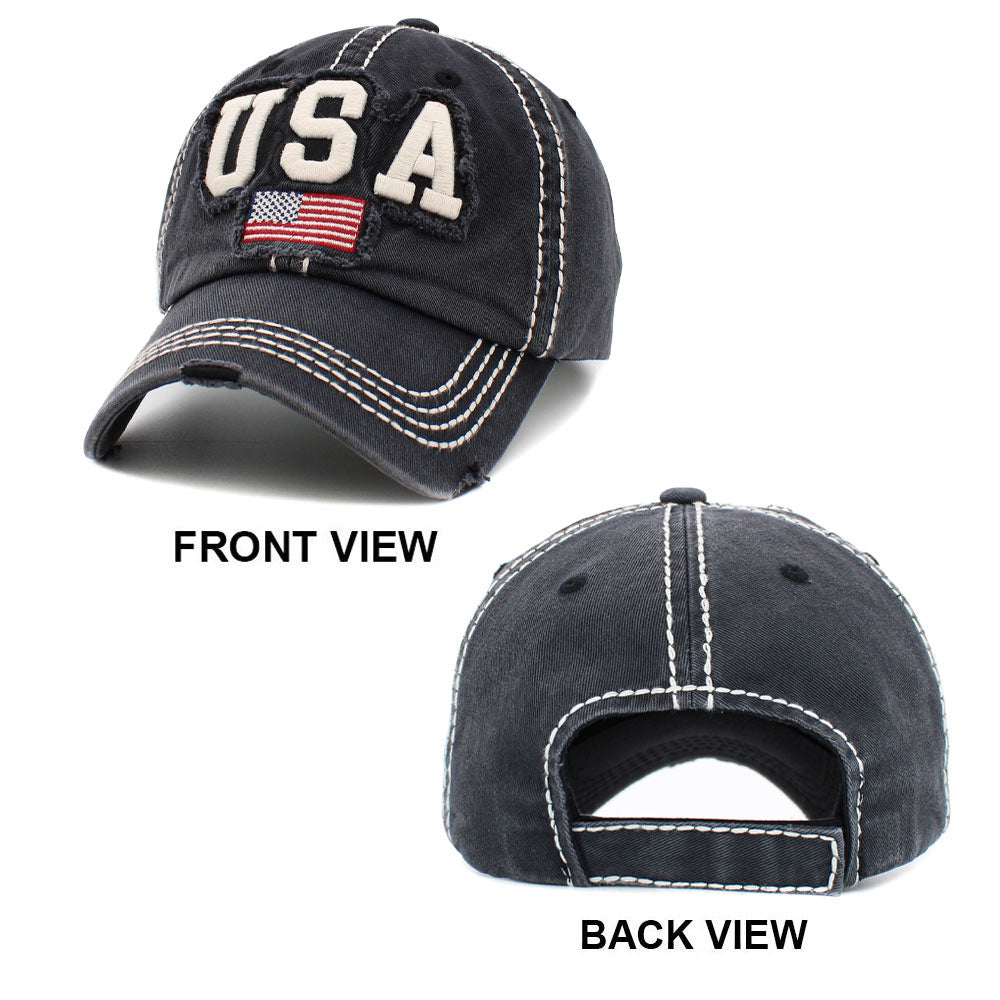 HATEGORY American USA Flag Message Vintage Baseball Cap