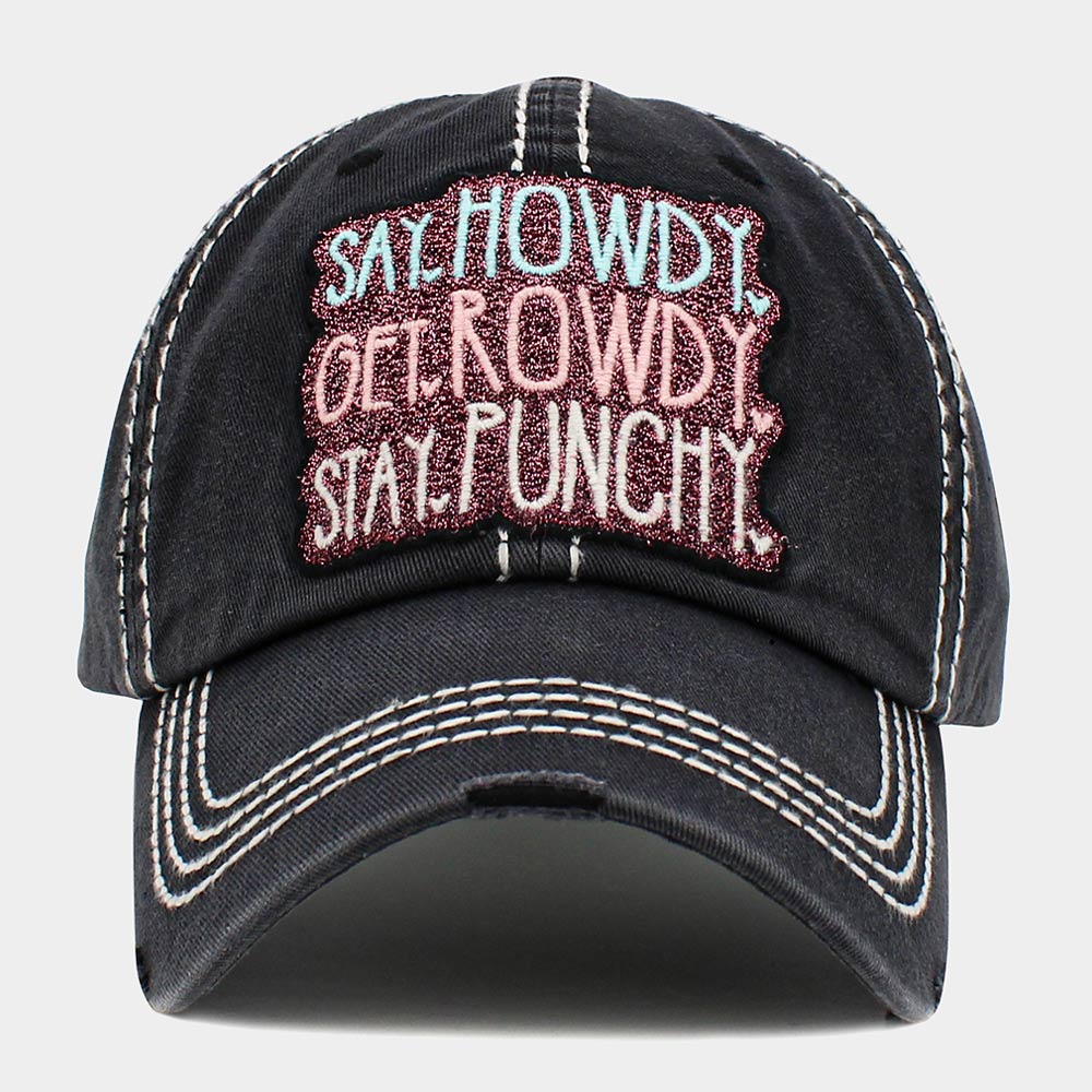 HATEGORY Say Howdy Get Rowdy Stay Punchy Message Vintage Baseball Cap