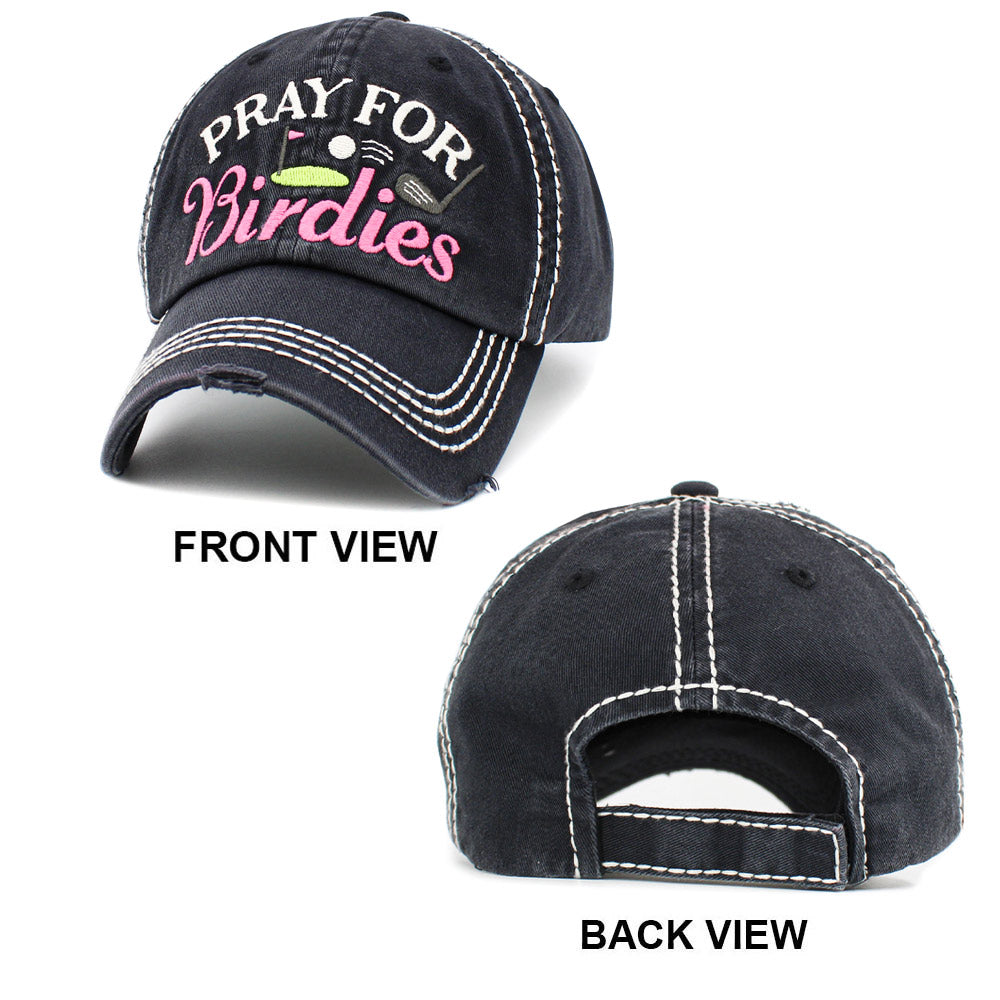 HATEGORY Pray For Birdies Message Golf Vintage Baseball Cap