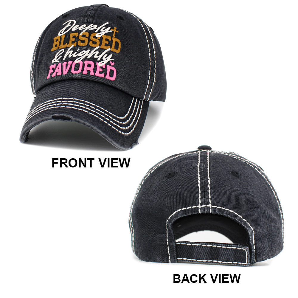 HATEGORY Deeply Blessed and highly Favored Message Vintage Baseball Cap