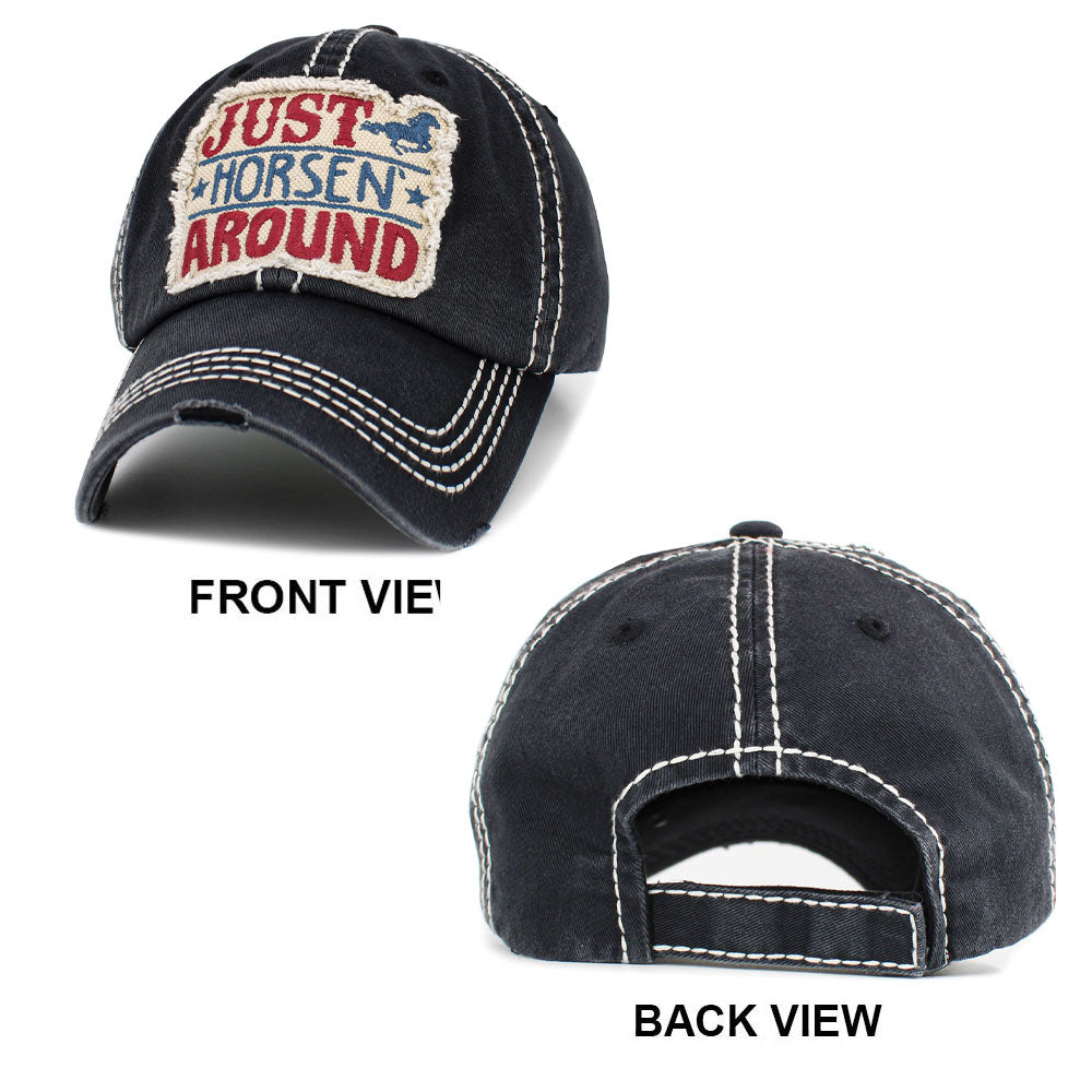 HATEGORY Just Horsen Around Message Vintage Baseball Cap
