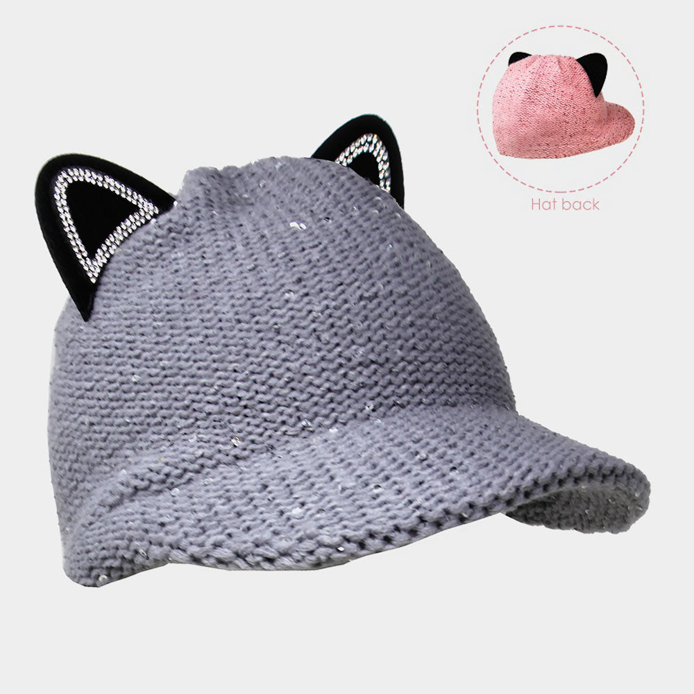 HATEGORY Solid Cat Ear Slouchy Newboy Cap