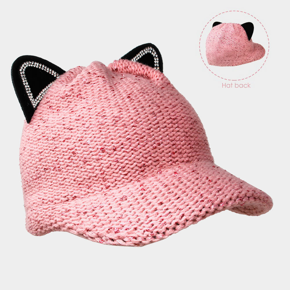 HATEGORY Solid Cat Ear Slouchy Newboy Cap