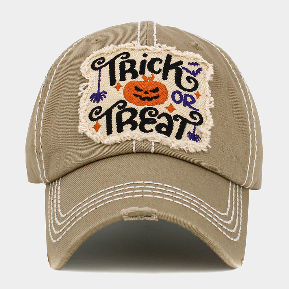 HATEGORY Trick or Treat Message Pumpkin Pointed Vintage Baseball Cap