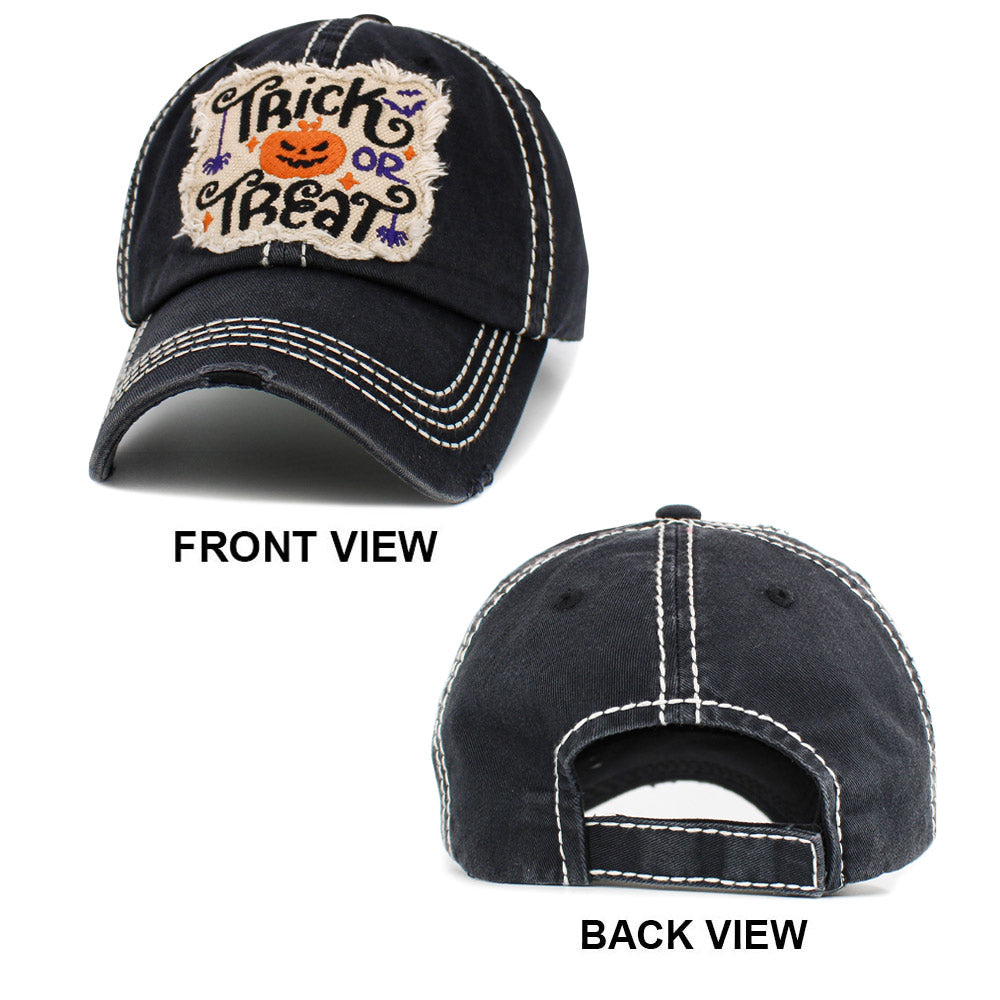 HATEGORY Trick or Treat Message Pumpkin Pointed Vintage Baseball Cap