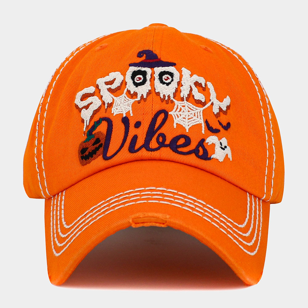 HATEGORY Spooky Vibes Message Witch Hat Pumpkin Ghost Pointed Vintage Baseball Cap