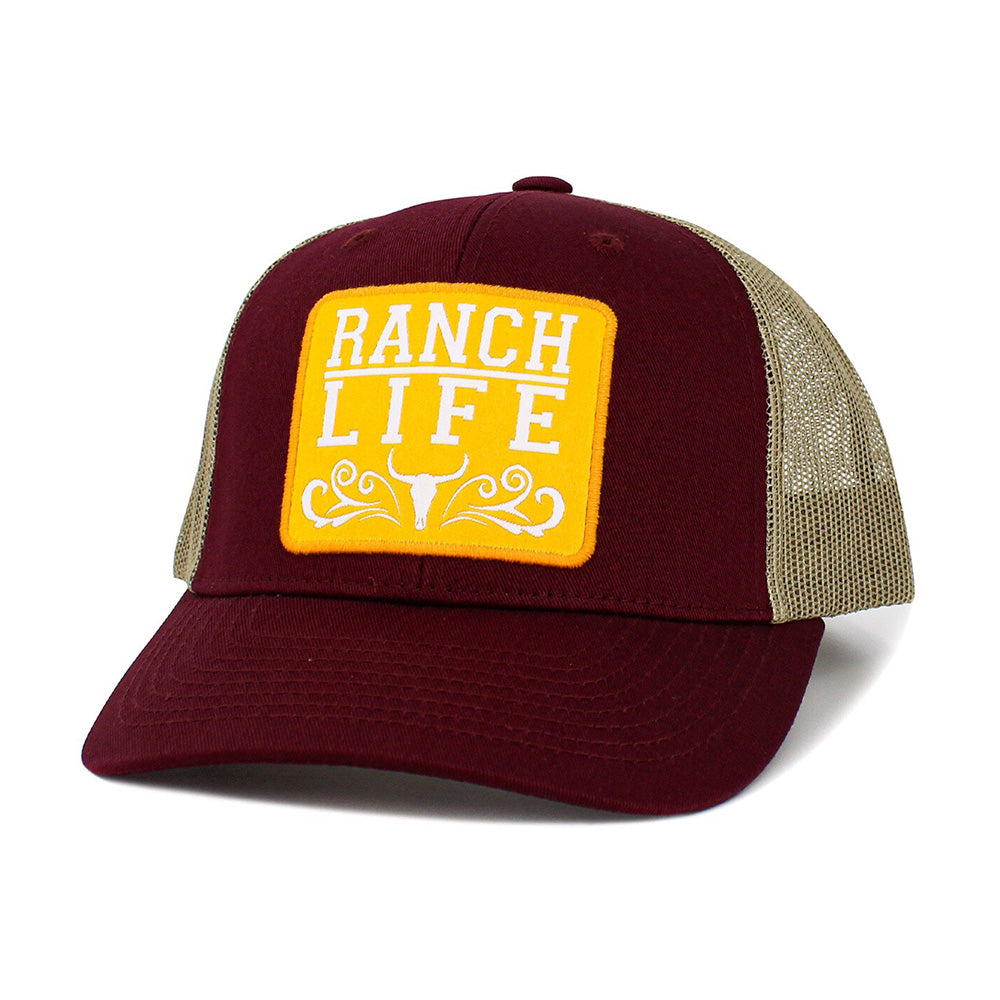 HATEGORY RANCH LIFE Message Steer Head Patch Pointed Mesh Back Trucker Hat