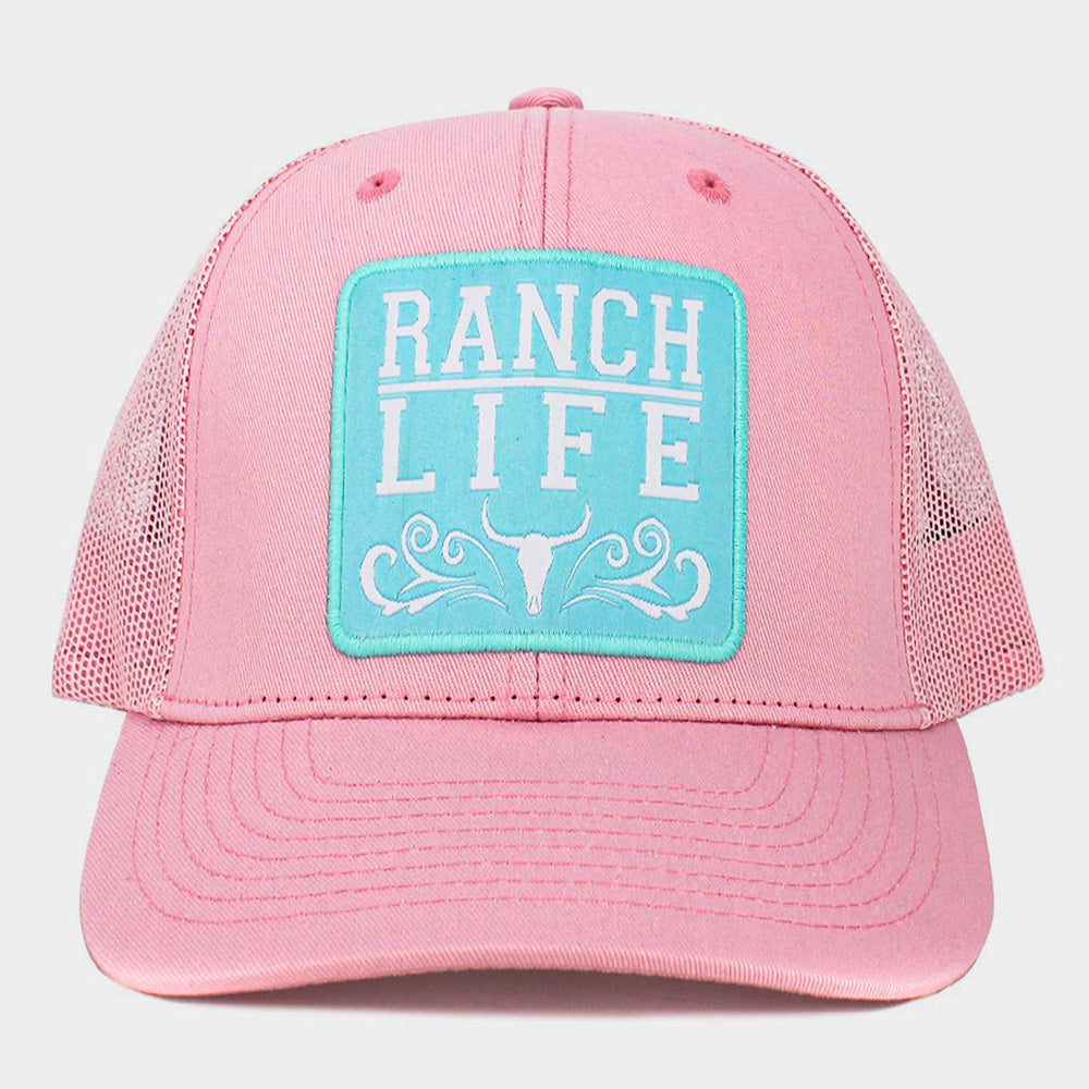 HATEGORY RANCH LIFE Message Steer Head Patch Pointed Mesh Back Trucker Hat