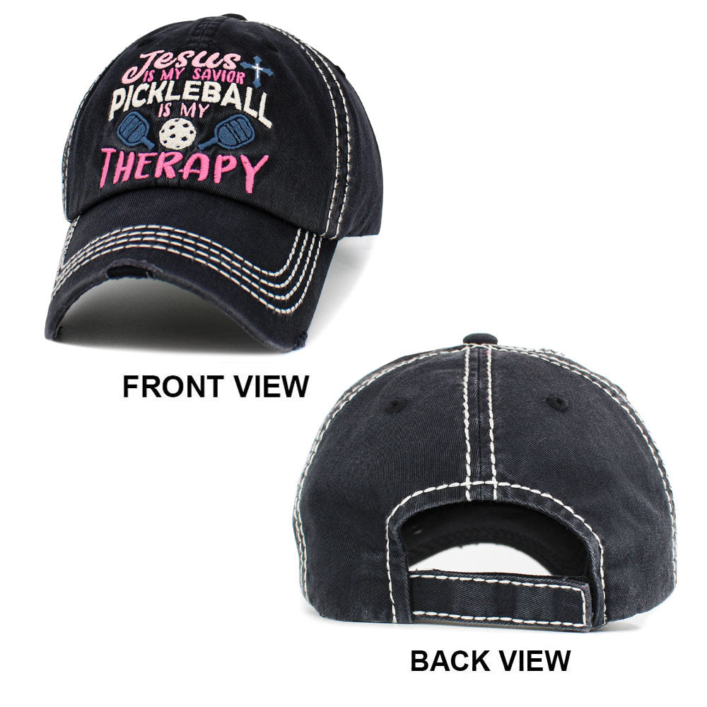 HATEGORY JESUS is My Savior PICKLEBALL is My Therapy Message Vintage Baseball Cap