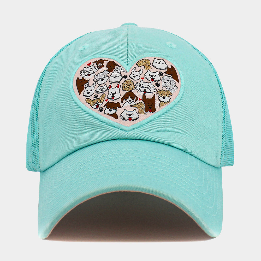 HATEGORY Floral Pattern Heart Patch Pointed Baseball Cap