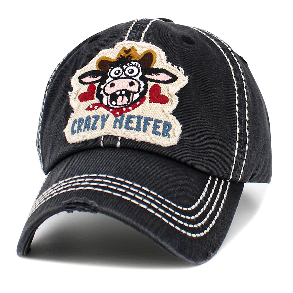 HATEGORY CRAZY HEIFER Message Cow Vintage Baseball Cap