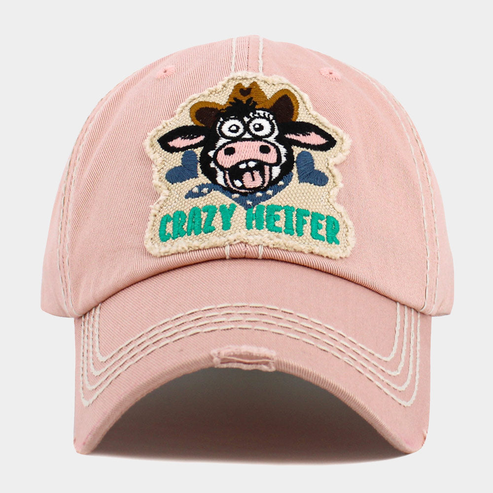 HATEGORY CRAZY HEIFER Message Cow Vintage Baseball Cap