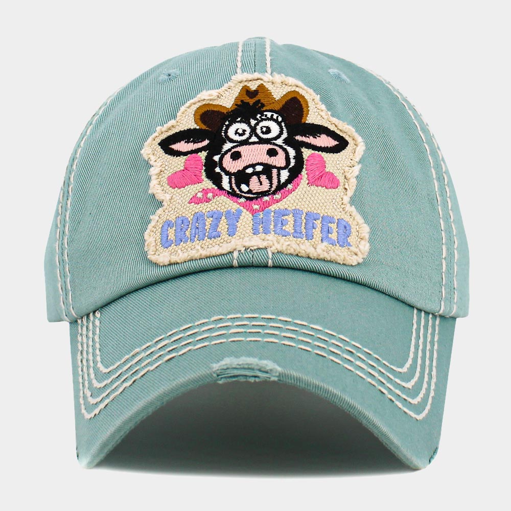HATEGORY CRAZY HEIFER Message Cow Vintage Baseball Cap