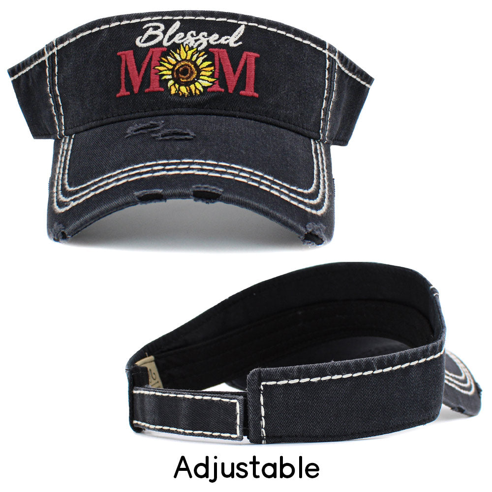 HATEGORY Blessed Mom Sunflower Vintage Visor Hat
