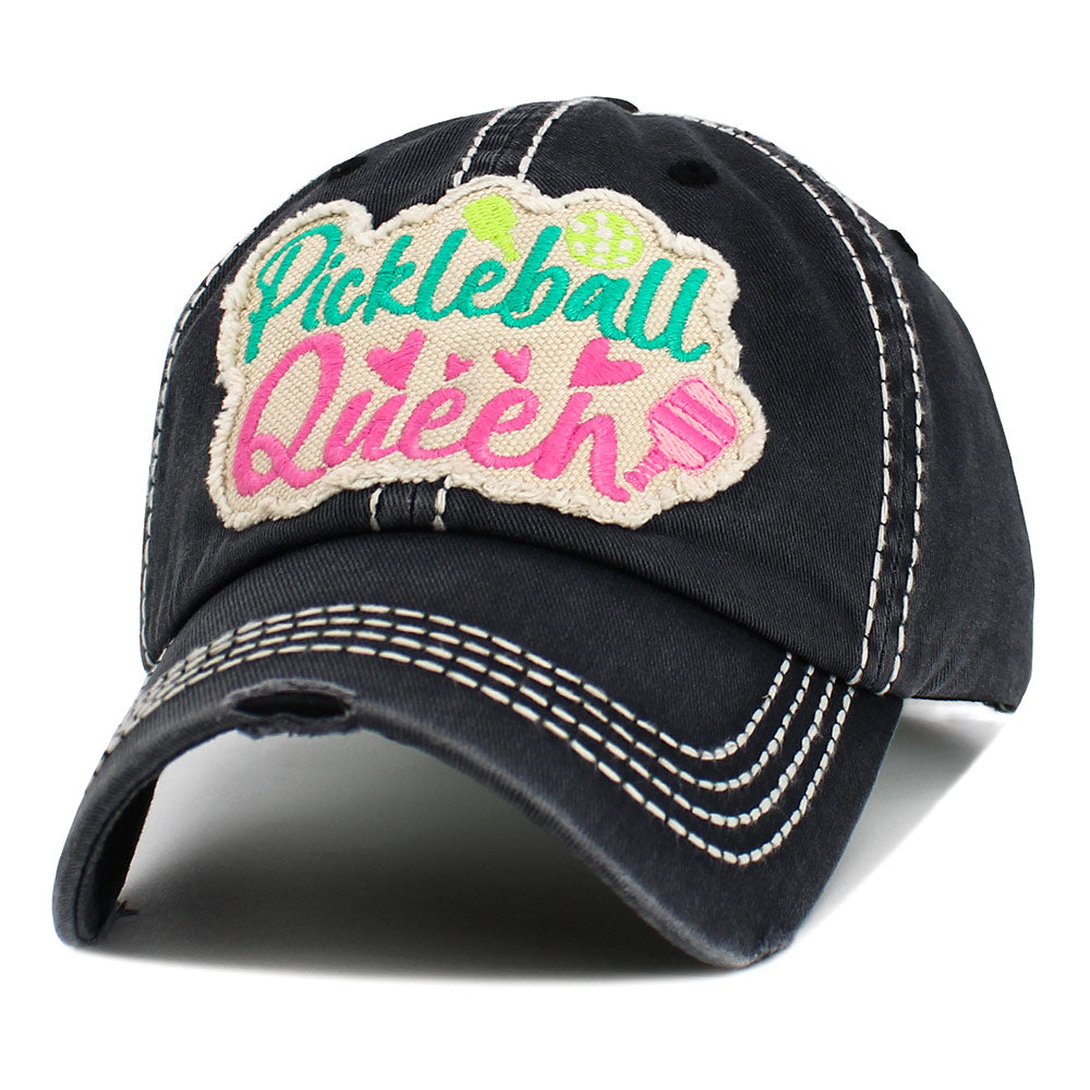 HATEGORY Pickleball Queen Patch Accented Vintage Baseball Cap